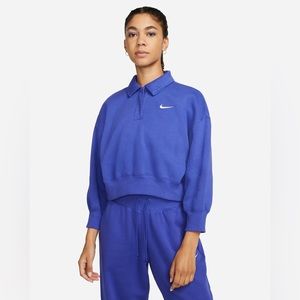 Nike Women's Sportswear Phoenix Fleece 3/4-Sleeve Crop Polo Sweatshirt